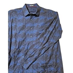 Bugatchi Uomo‎ Shaped Fit Long Sleeve Floral Shirt Flip Cuff Men's Size L